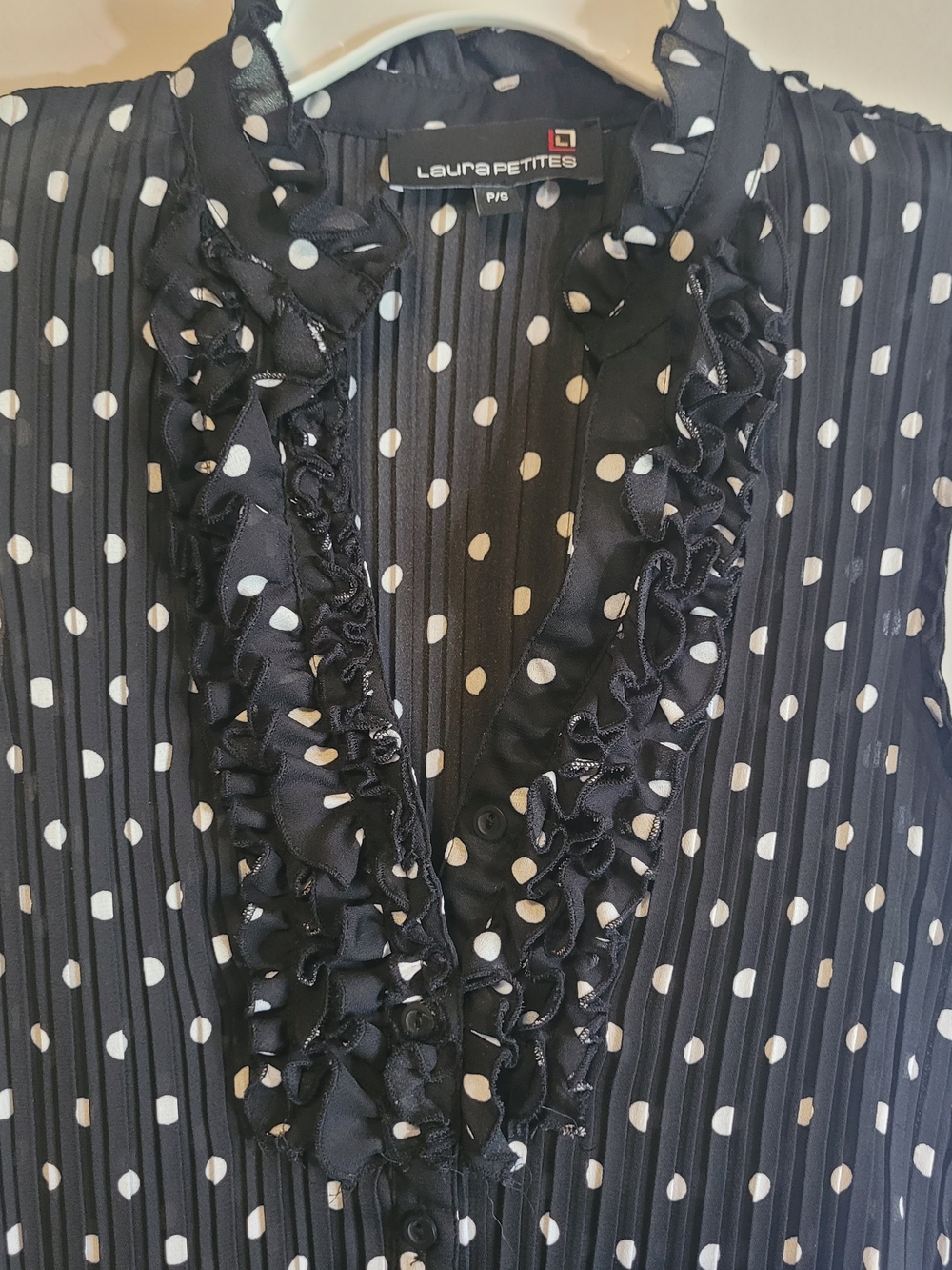 Laura Petites Polka Dot Ruffle Blouse Petite Small - Picture 7 of 7